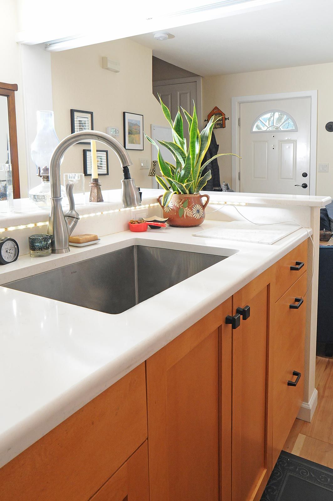 remodeled kitchen with Carrara quartz countertops
