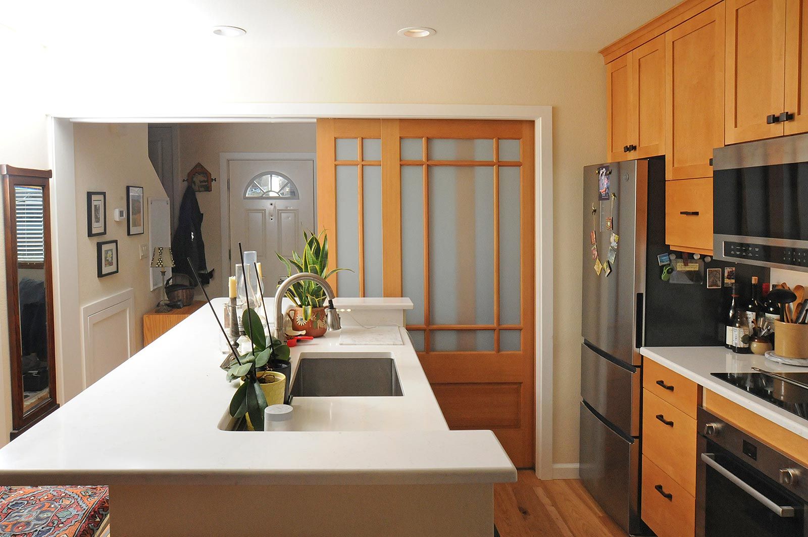 remodeled kitchen with Carrara quartz countertops