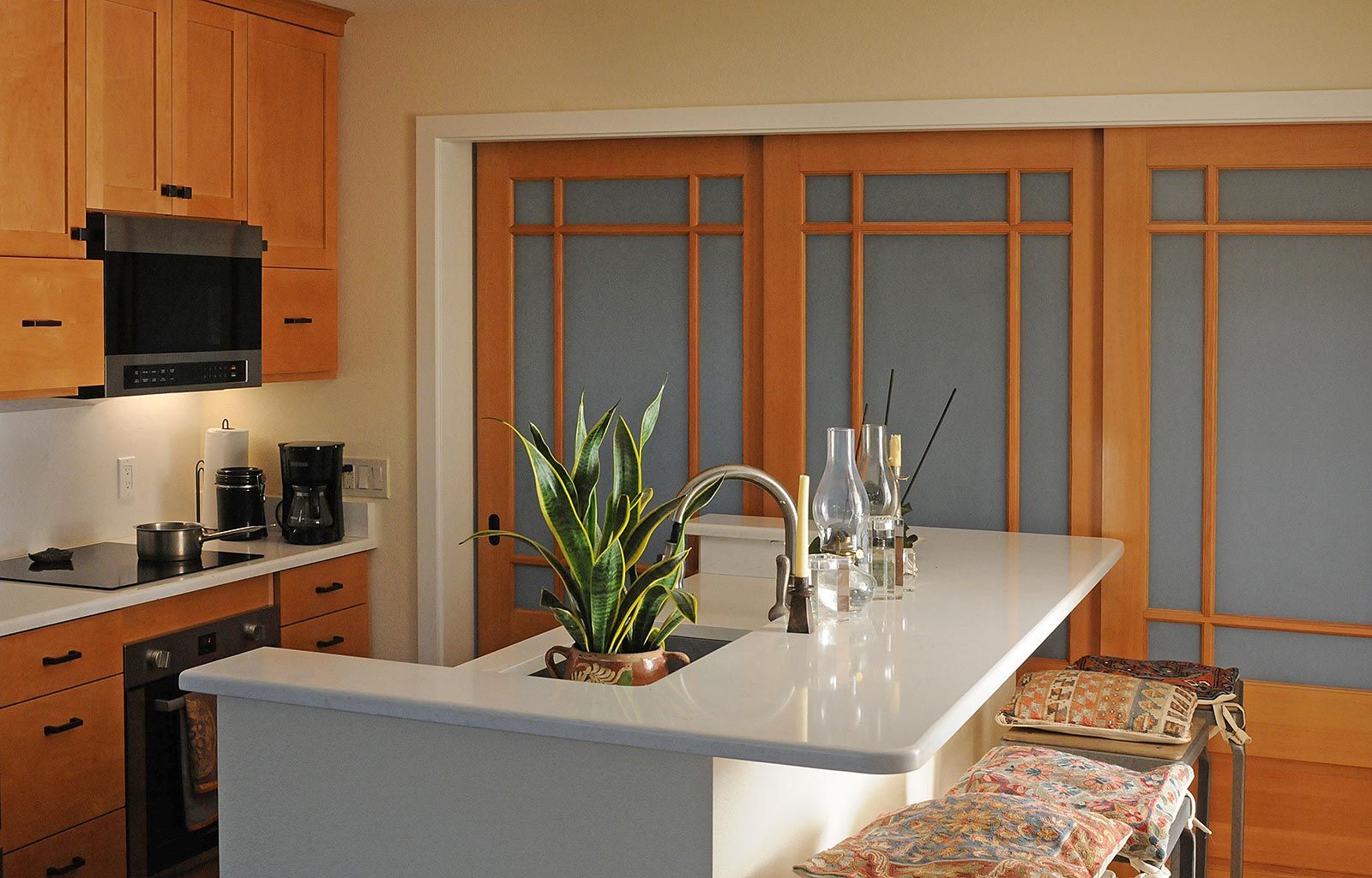 remodeled kitchen with Carrara quartz countertops