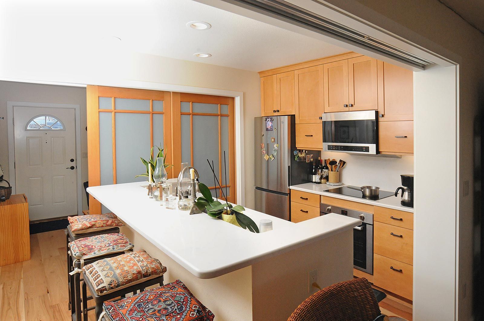 remodeled kitchen with Carrara quartz countertops