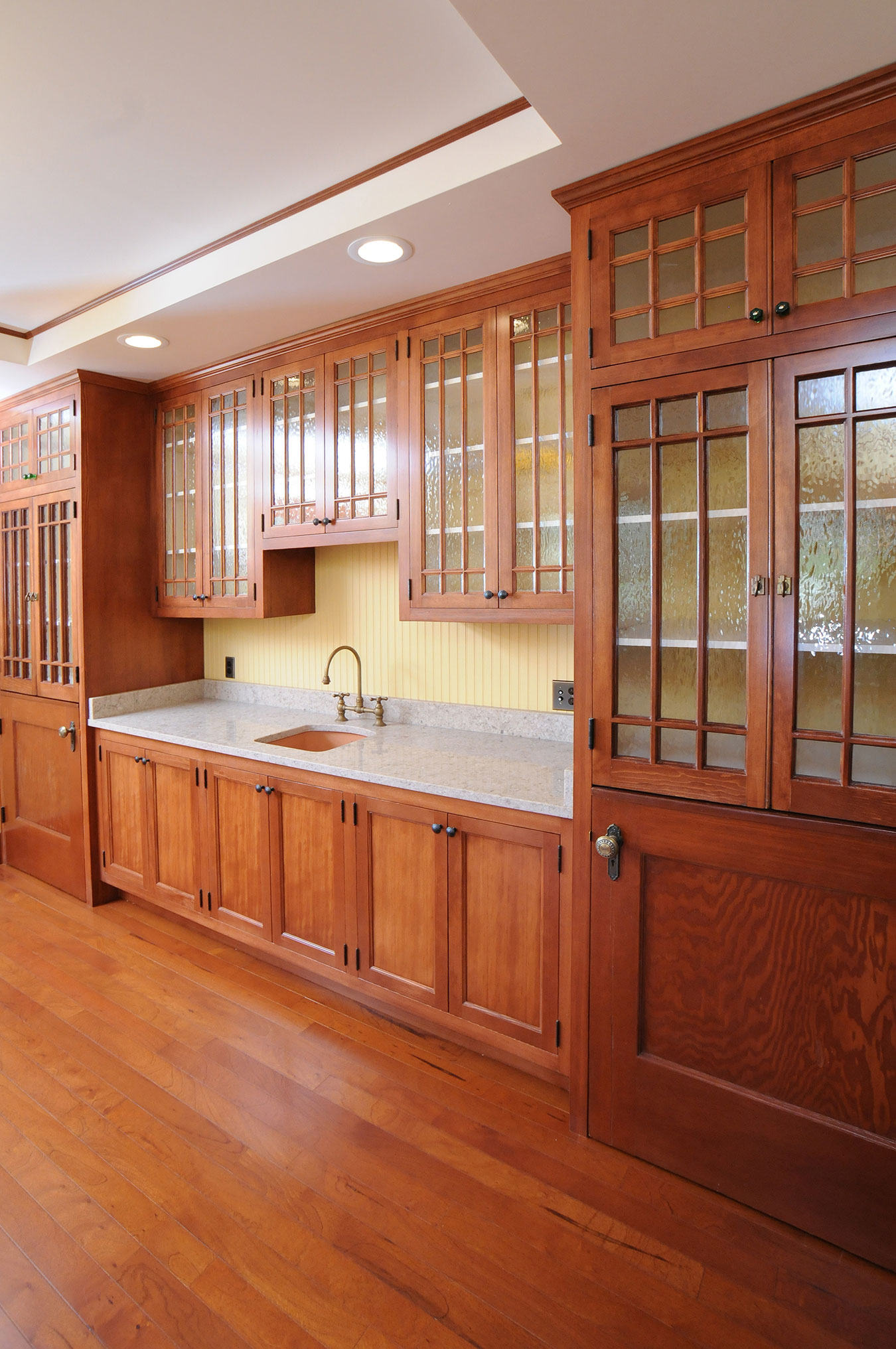 custom wood and glass kitchen cabinets